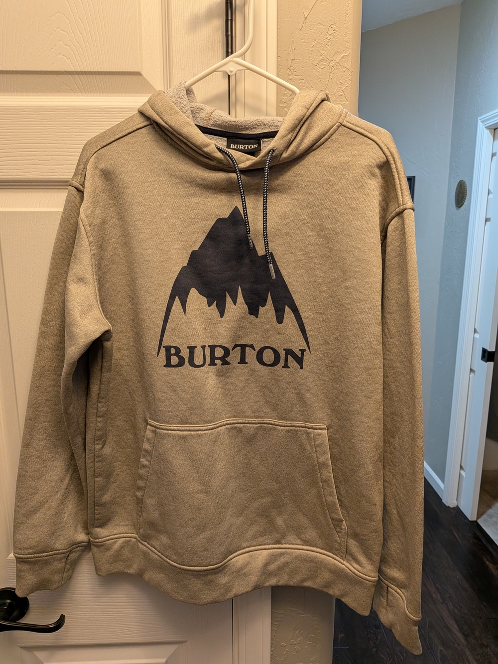 Burton Tan Hoodie with Navy Mountain Logo